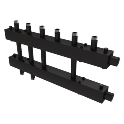 Коллектор распределительный Askon Дублер+ КК-25М/125/40/3+2D 5-ти контурный ВР-НР 1"x1 1/2" Ду 25 Ру 6 без теплоизоляции