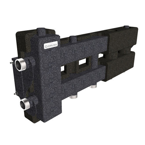 Коллектор распределительный GIDRUSS BM-60-3D.EPP 3-х контурный НР 1" Ду 25 Ру 6 балансировочный в термоизоляции