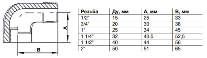 Угольник Benarmo DN 50 PN 16 (2") ВР/НР