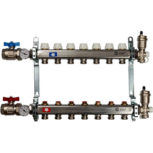 Коллектор STOUT в сборе без расходомеров 7 выходов
