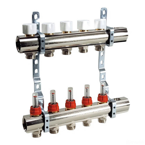 Коллекторная группа Luxor CD 2479 7-ми контурный ВР-НР 1"xW24x19 DN 25 PN 10 с регулирующими клапанами