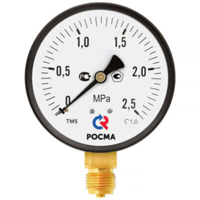 Манометр РОСМА ТМ-310Р.00 (0...0,25 МПа) Дкорп=63мм кл. 1,5 M12x1,5 общетехнический с повышенным кл.т. радиальный 00000006706