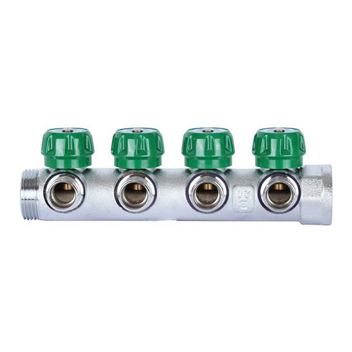 Коллектор распределительный STOUT SMB 6850 4 отвода ВР-НР 1"х1/2" DN 25 PN 16 с регулирующими клапанами 2