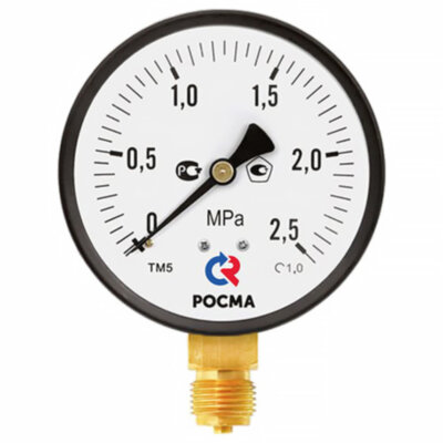 Мановакуумметр РОСМА ТМВ-510Р.00 (-0,1...0,15 МПа) Дкорп=100мм кл. 1,0 G1/2" общетехнический с повышенным кл.т. радиальный УТ-00049546