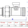 Клапан радиаторный Valtec VT.020.NER 1/2" x 3/4" (евроконус) DN 15 PN 10 настроечный прямой с самоуплотняющимся полусгоном 2