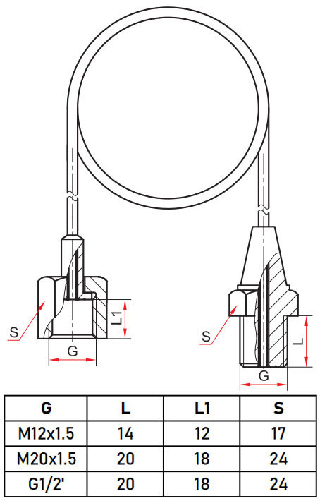 Рукав соединительный для ТМД Росма Дкорп=24мм 0-40 Мпа М20х1,5 УТ-00051007 2