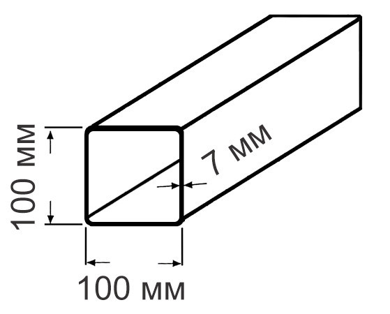 Труба 100х100х7,0 ст10 ГОСТ 8639-82 квадратная стальная профильная