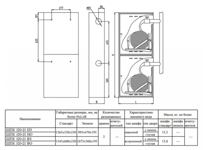 Шкаф пожарный ФАЭКС ШПК 320-21 НЗБ универсальный стандарт навесной закрытый белый с замком