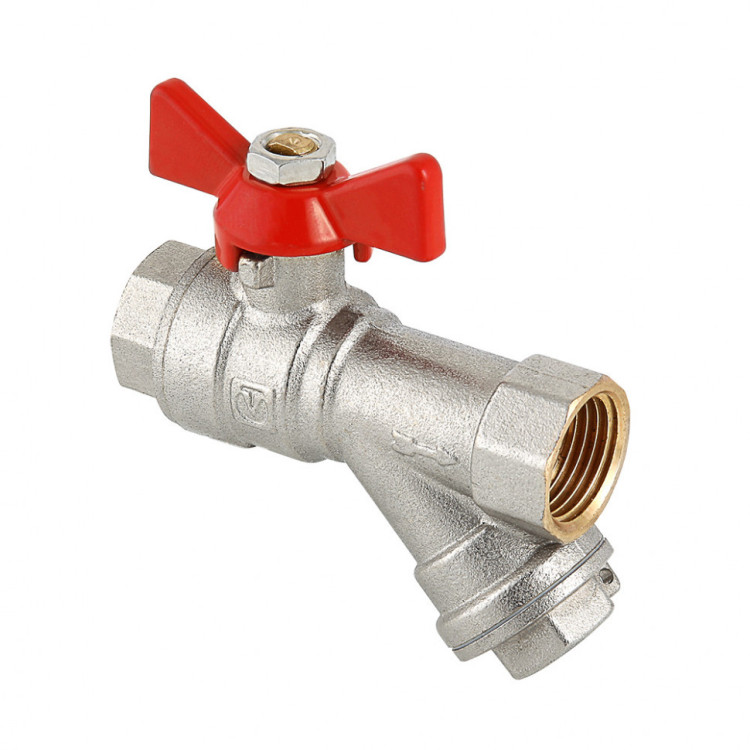 Кран шаровой VALTEC COMBI 1/2" Ду15 Ру16 со встроенным фильтром VT.293.N.04 1