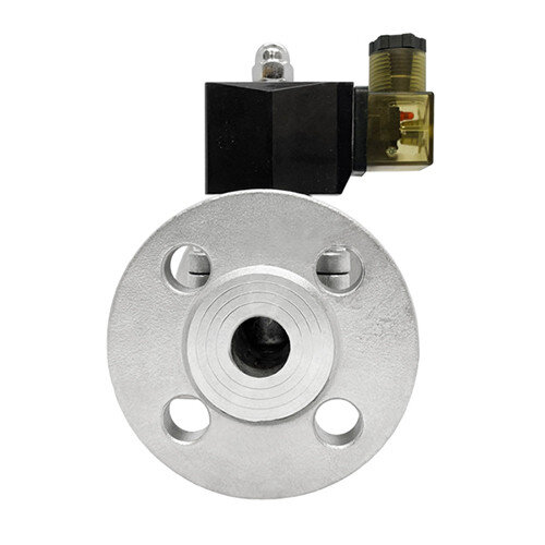 Клапан электромагнитный (соленоидный) двухходовой Росма СК-11-15-ФЛ-НЕРЖ-В Ду 15, F1/2", фланцевый, прямого действия, нормально закрытый, 220В, нержавеющая сталь, мембрана Viton, УТ-00053754