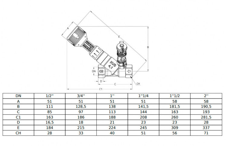 Клапан Cim 748 1/2" Ру 25 балансировочный Cimberio 3