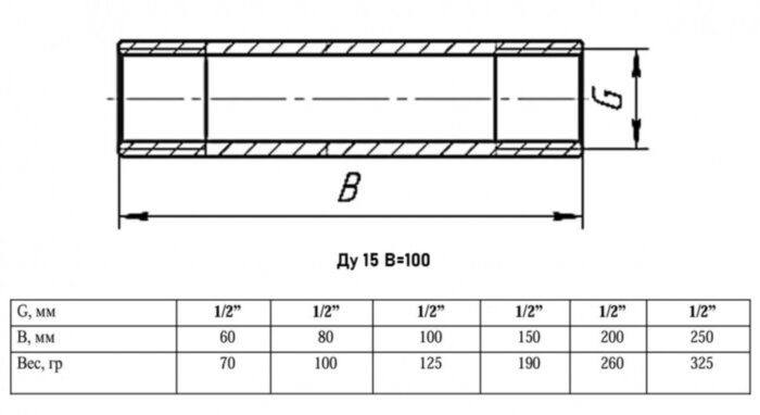 Бочонок VALFEX VF.652 НР 1/2" Ду 15 Ру 40 B=100 никелированный латунный