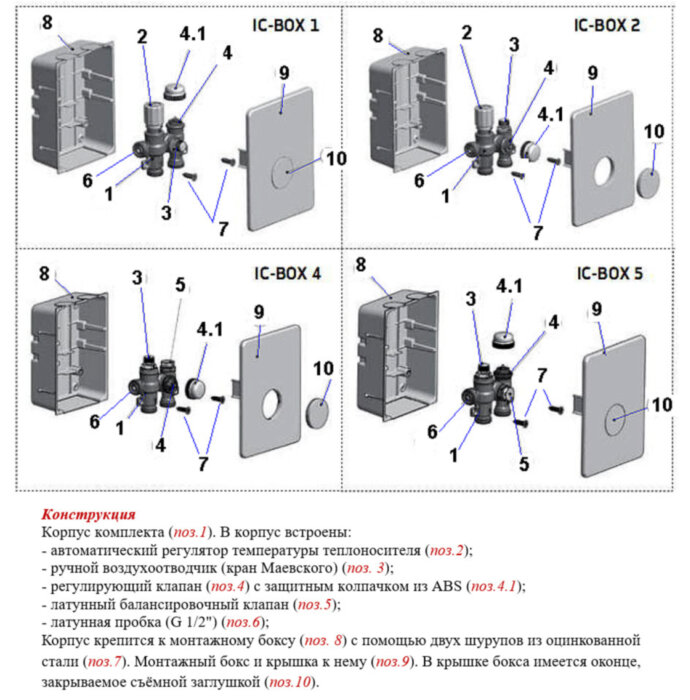 Монтажный комплект VALTEC VT.ICBOX.1.0 НР 3/4" PN 10 терморегулирующий