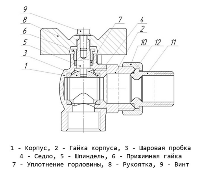 Кран шаровой латунный LD Pride 47.15.В-ГШ.У.Б Ду 15 Ру 40 резьба (ВР-НР) 1/2", никелированный угловой с белой бабочкой, неполнопроходный