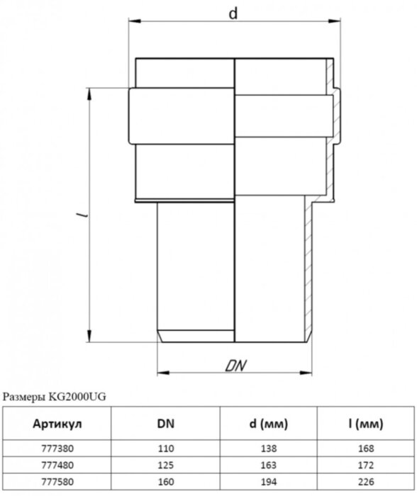 Переходник на гладкий конец PP-MD Ostendorf KG2000US DN 110 (для керамической трубы) усиленный