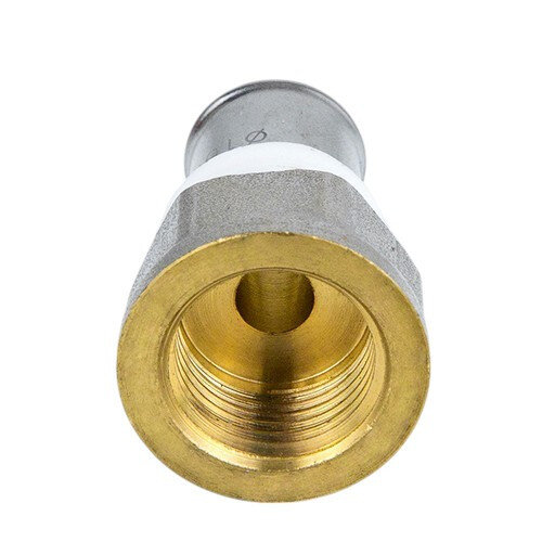 Соединитель латунный Aquasfera 8002 DN 15x20.4 PN 16 резьба - 1/2'', покрытие - никель, резьбовой ВР/пресс, 8002-03