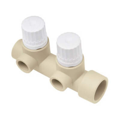 Коллектор распределительный Ekoplastik ППР 32-16 2 отвода DN 32 PN 20 с термостатическими вентилями