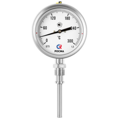 Термометр РОСМА БТ-52.220-300-СН Дкорп=100мм 10 МПа кл. 1,5 G1/2" Траб = 0...+500°C биметаллический коррозионностойкий со свободной наружной резьбой УТ-00048178