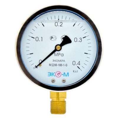 Манометр (вакуумметр) ЭКОМЕРА МД93 Ду 100 мм Ру 0-0,4 МПа виброустойчивый гидрозаполненный