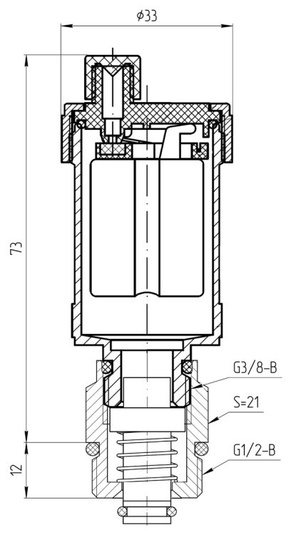 Воздухоотводчик автоматический латунный Aquasfera 5010 DN 15 PN 10 резьба - 1/2'', покрытие - хром, отсечным клапаном, резьбовой НР, 5010-01 2