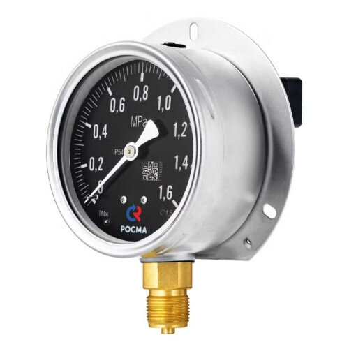 Манометр РОСМА ТМж-520РКТ (0...0,25 MПa) Дкорп=100мм кл. 1,5 M20х1,5 железнодорожный c LED-подсветкой, радиальный УТ-00043475