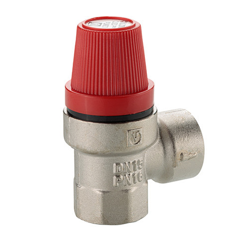 Клапан предохранительный VALTEC VT.0490.N.0430 1/2" DN 15 PN 10 пружинный с фиксированной настройкой 0,3 МПа, латунный с никелевым покрытием 9