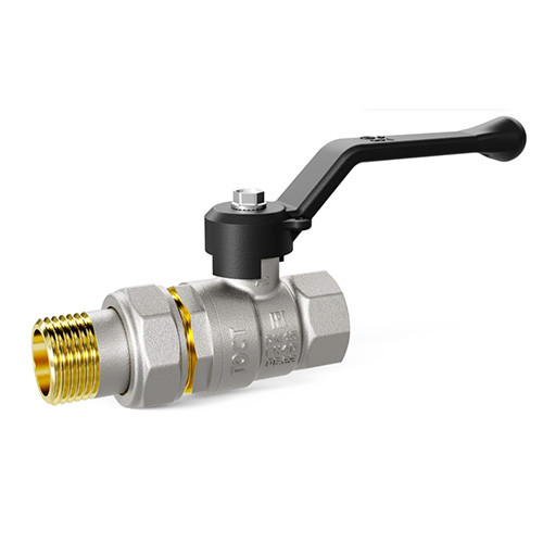 Кран шаровой латунный LD Pride 47.15.В-ГШ.Р Ду 15 Ру 40 резьба (ВР-НР) 1/2", никелированный с черным рычагом, неполнопроходный