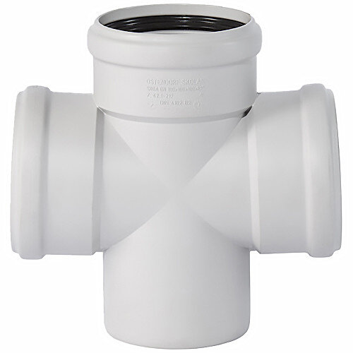 Крестовина канализационная бесшумная PP-MD Ostendorf Skolan Safe SKDA DN 75х75/75х87° одноплоскостная