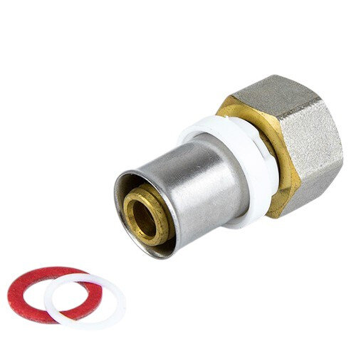 Соединитель латунный Aquasfera 8013 DN 16.4х1/2" PN 16 резьба - 16.4х1/2", покрытие - никель, резьбовой ВР/пресс, 8013-01