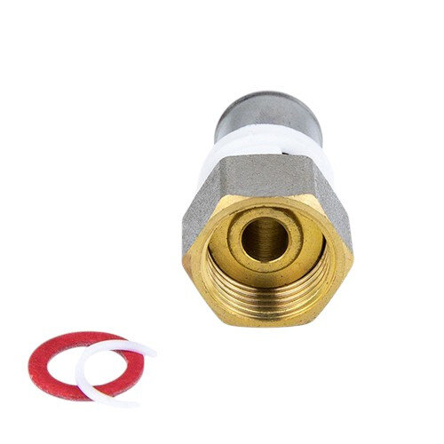 Соединитель латунный Aquasfera 8013 DN 16.4х1/2" PN 16 резьба - 16.4х1/2", покрытие - никель, резьбовой ВР/пресс, 8013-01