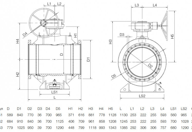 Кран шаровой NAVAL 235541 DN 600 PN 16 стальной полнопроходный фланцевый с редуктором 2