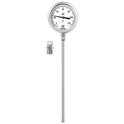 Термометр РОСМА БТ-52.220-150-ПН Дкорп=100мм 10 МПа кл. 1,5 G1/2" Траб = 0...+200°C биметаллический коррозионностойкий с перемещаемой наружной резьбой 00000038918