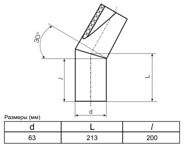 Отвод 63 мм SDR21 30° ПЭ100 сварной сегментный ПНД