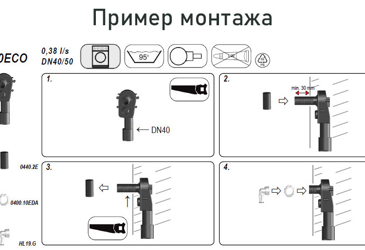 Сифон HL400ECO DN40/50 для стиральной машины, с декоративной розеткой 3