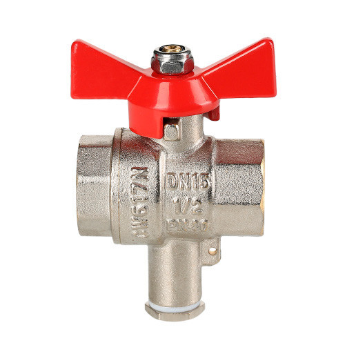 Кран шаровой VALTEC 1/2" Ду15 Ру25 для подключения датчика температуры VT.247.N.04 2