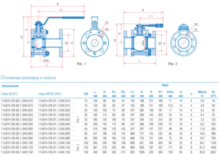 Кран шаровой Маршал 11с67п GAS PRO СФ.00.1 DN 10 PN 40 полнопроходной фланцевый