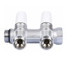 Коллектор распределительный Tiemme Maxima 1860026 2 отвода ВР-НР 3/4" DN 20 PN 10 с регулирующими клапанами модульный 2