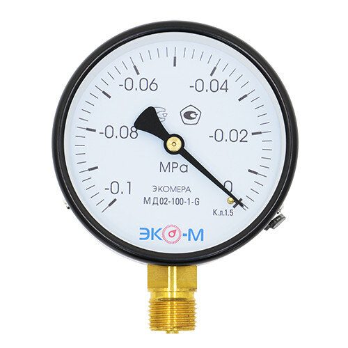 Манометр ЭКОМЕРА МД02 Ду 100 мм Ру -0,1-0 МПа 1/2'' общетехнический