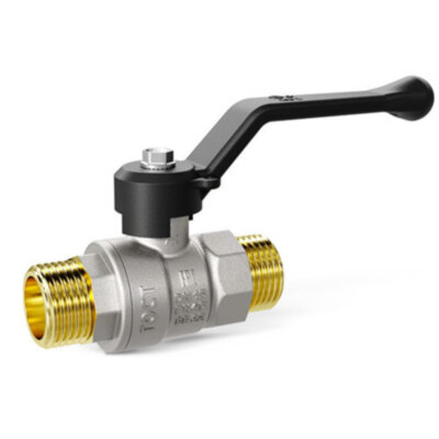 Кран шаровой латунный LD Pride 47.25.Н-Н.Р Ду 25 Ру 40 резьба (НР-НР) 1", никелированный с черным рычагом, неполнопроходный