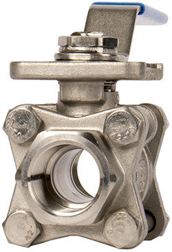 Кран шаровой нержавеющий трехсоставной GENEBRE 2025 Ду25 Ру63 полнопроходной резьбовой ВР/ВР с ISO-фланцем