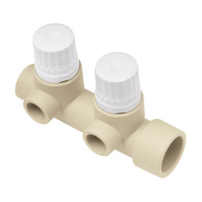 Коллектор распределительный Ekoplastik ППР 32-20 2 отвода DN 32 PN 20 с термостатическими вентилями