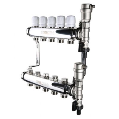 Коллекторная группа VALTEC VTc.588.EMNX.0605 5-ти контурный ВР-НР 1"x3/4" DN 25 PN 9 с регулирующими и балансировочными клапанами