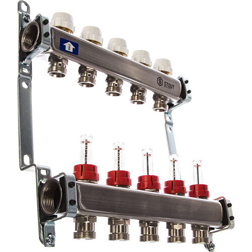 Коллектор STOUT с расходомерами 5 выходов
