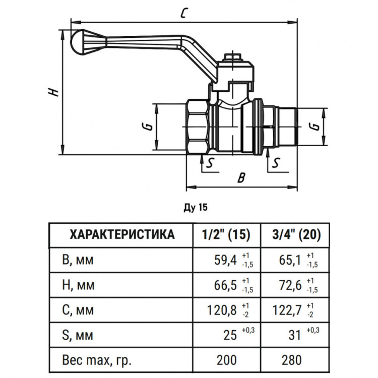 Кран шаровый VALFEX VF.215 ВР-НР 1/2" Ду 15 Ру 40 STANDART N/P никелированный латунный 2