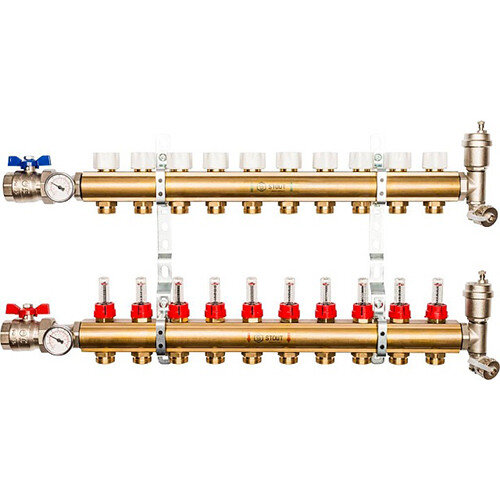 Распределительный коллектор STOUT с расходомерами 10 выходов