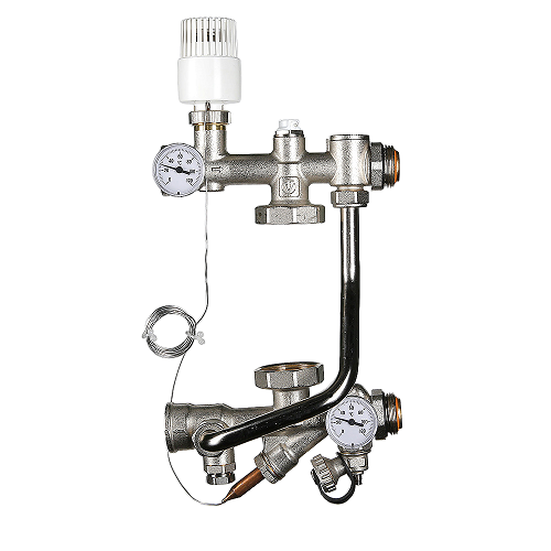 Узел насосно-смесительный VALTEC VT.TECHNOMIX.0.130 1" с термоголовкой без насоса