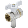 Кран шаровой латунный с отводом для подключения термодатчика Aquasfera Standard 1126 DN 25 PN 40 резьба - 1'', покрытие - никель, полнопроходной резьбовой ВР-ВР, ручка-бабочка белая 1126-03 1