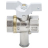 Кран шаровой латунный с отводом для подключения термодатчика Aquasfera Standard 1126 DN 25 PN 40 резьба - 1'', покрытие - никель, полнопроходной резьбовой ВР-ВР, ручка-бабочка белая 1126-03 2
