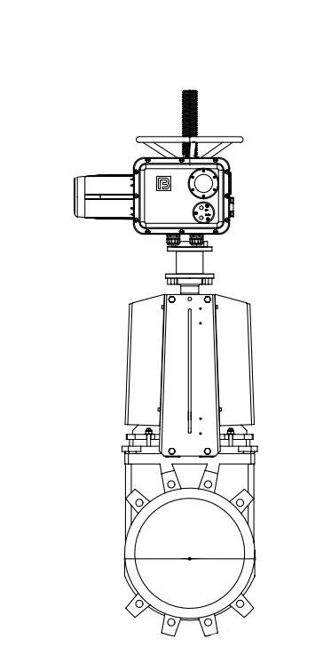 Задвижка GROSS DN 350 PN 4 шиберная с выдвижным штоком c электроприводом ГЗ 2