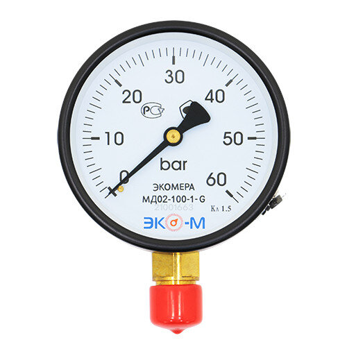 Манометр ЭКОМЕРА МД02 Ду 100 мм Ру 0-60 бар 1/2'' общетехнический